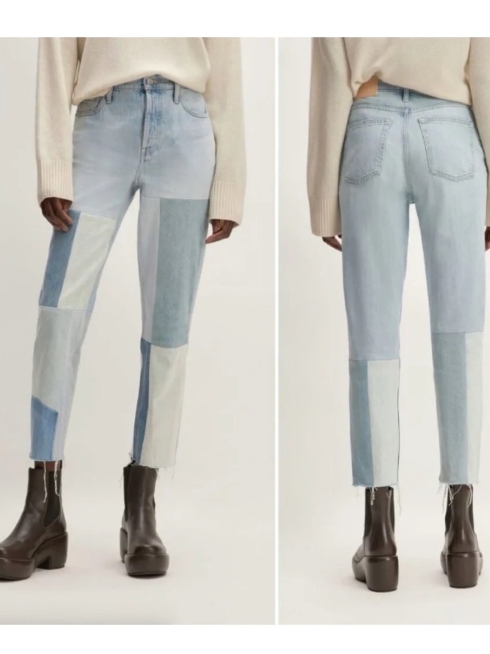 Everlane 90s Patchwork Cheeky High Waisted Cropped Y2K Organic Cotton Jeans 24